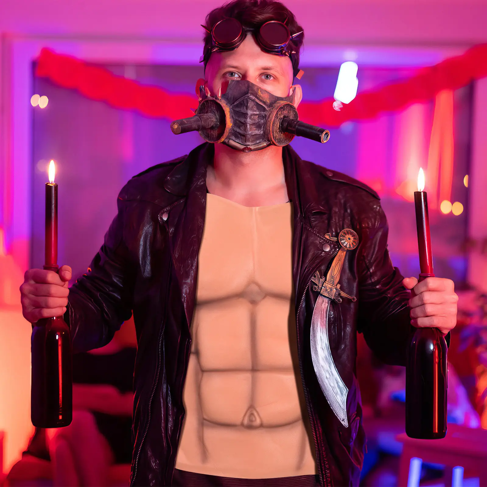 Realistic Textured Silicone Abdominal Muscle Prop for Men Fake Muscle Garment Cosplay Party Bachelor Jungle Bachelorette Room