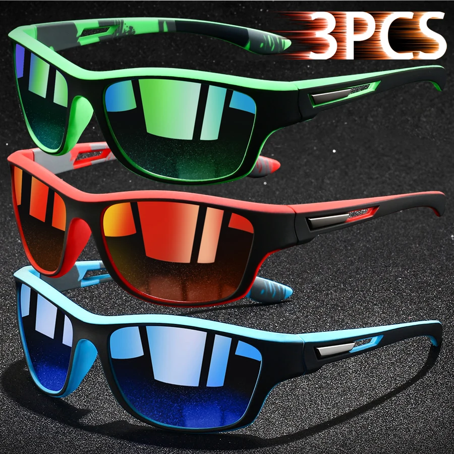 

3 Pieces Fashion Colorful stripes Vintage Sunglasses For Men Women Driving Fishing Brand Designer Sun Glasses Man UV400 Eyewear