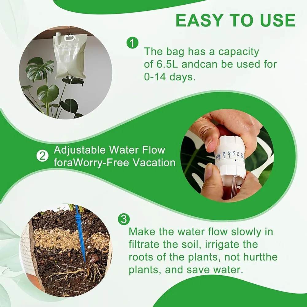 AB34-3Pcs Automatic Drip Irrigation Bag For Plants - 6.5L Lazy Watering Device For Garden Pots & Greenery