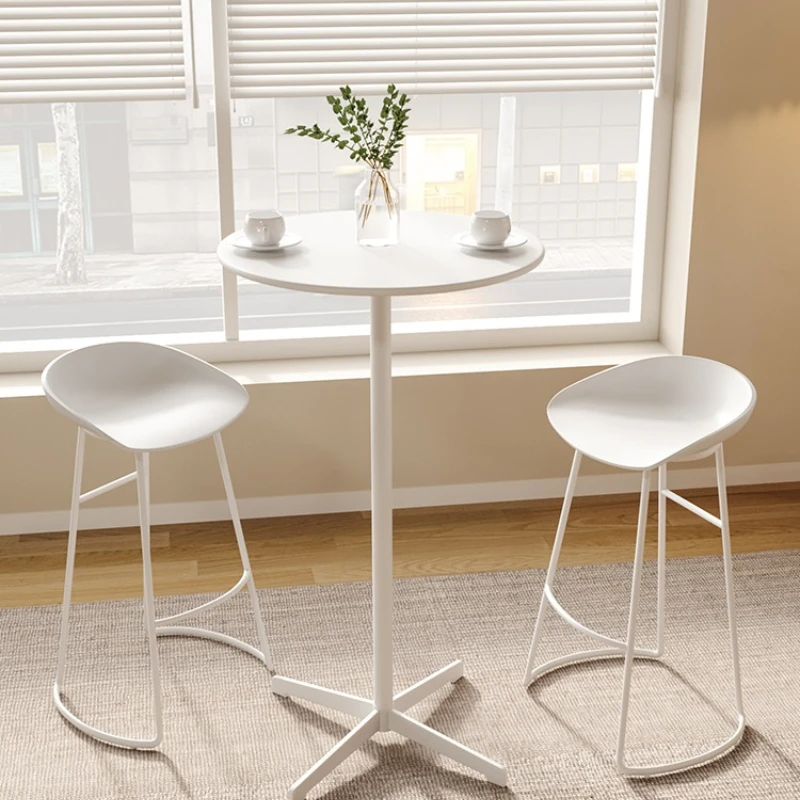 

Modern simple tall round home outdoor commercial bar table and chair combination outdoor balcony leisure metal bar