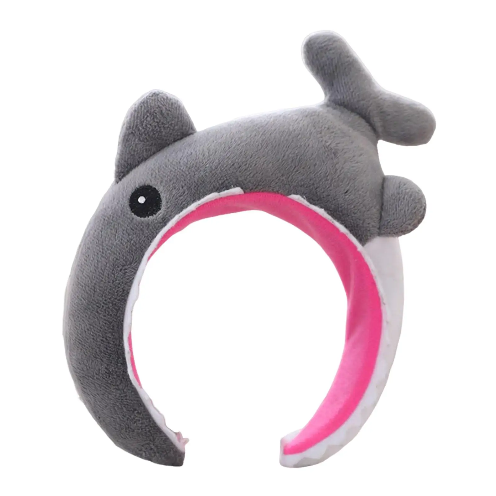 Short Plush Gray Shark Headband Cute Hairband Hair Hoop Hair Accessories for Halloween