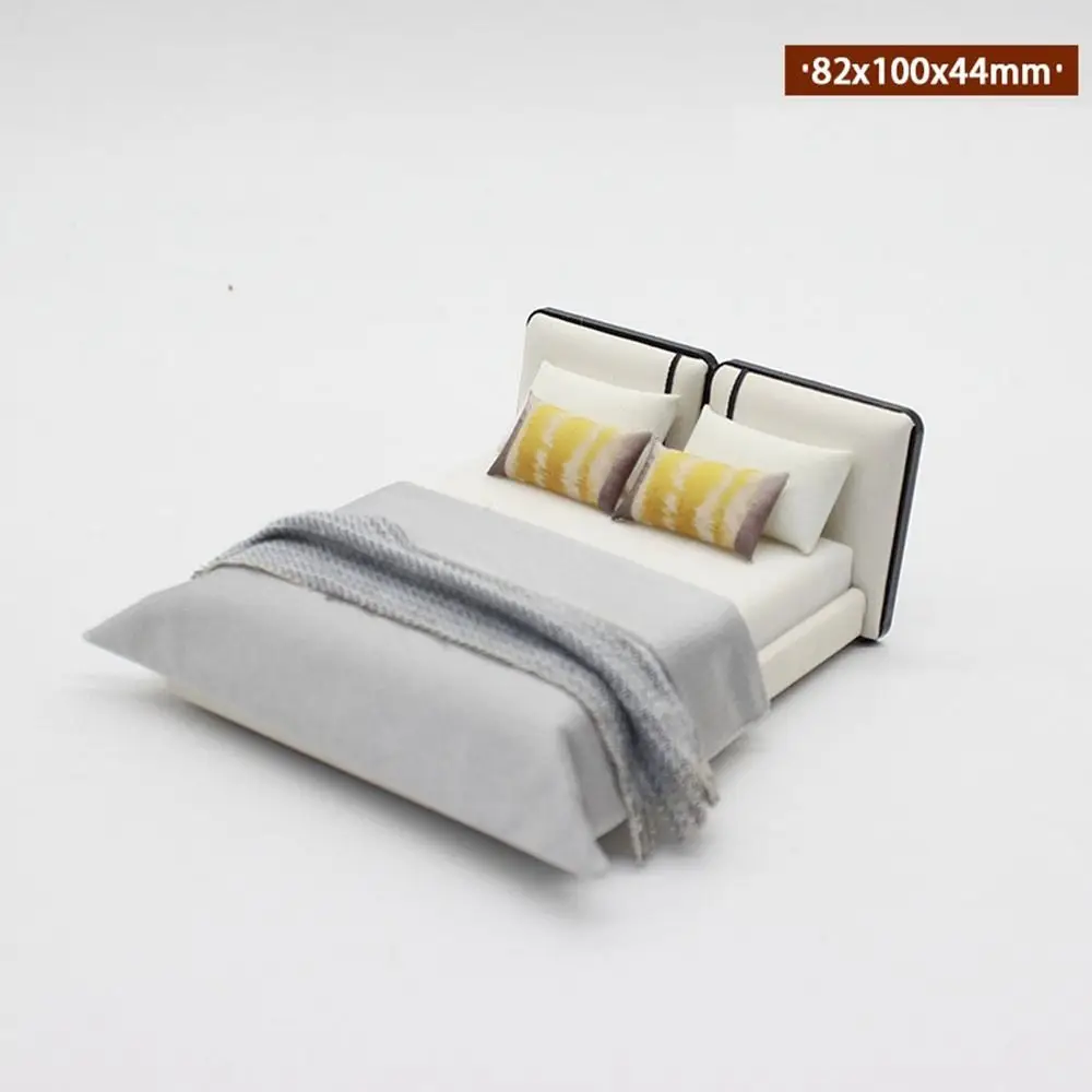 New 1:20 Dollhouse Miniature Bed Mini DIY White Toy Bed Doll House Bed Dollhouse Decoration