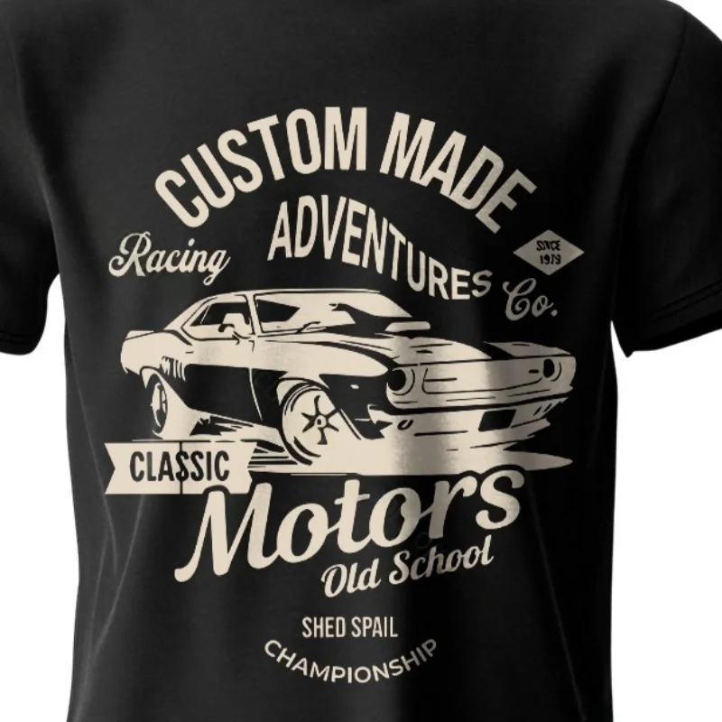 Camiseta con estampado de motorpara hombre, 100% algodón, camisetas gráficas de gran tamaño para la vieja e