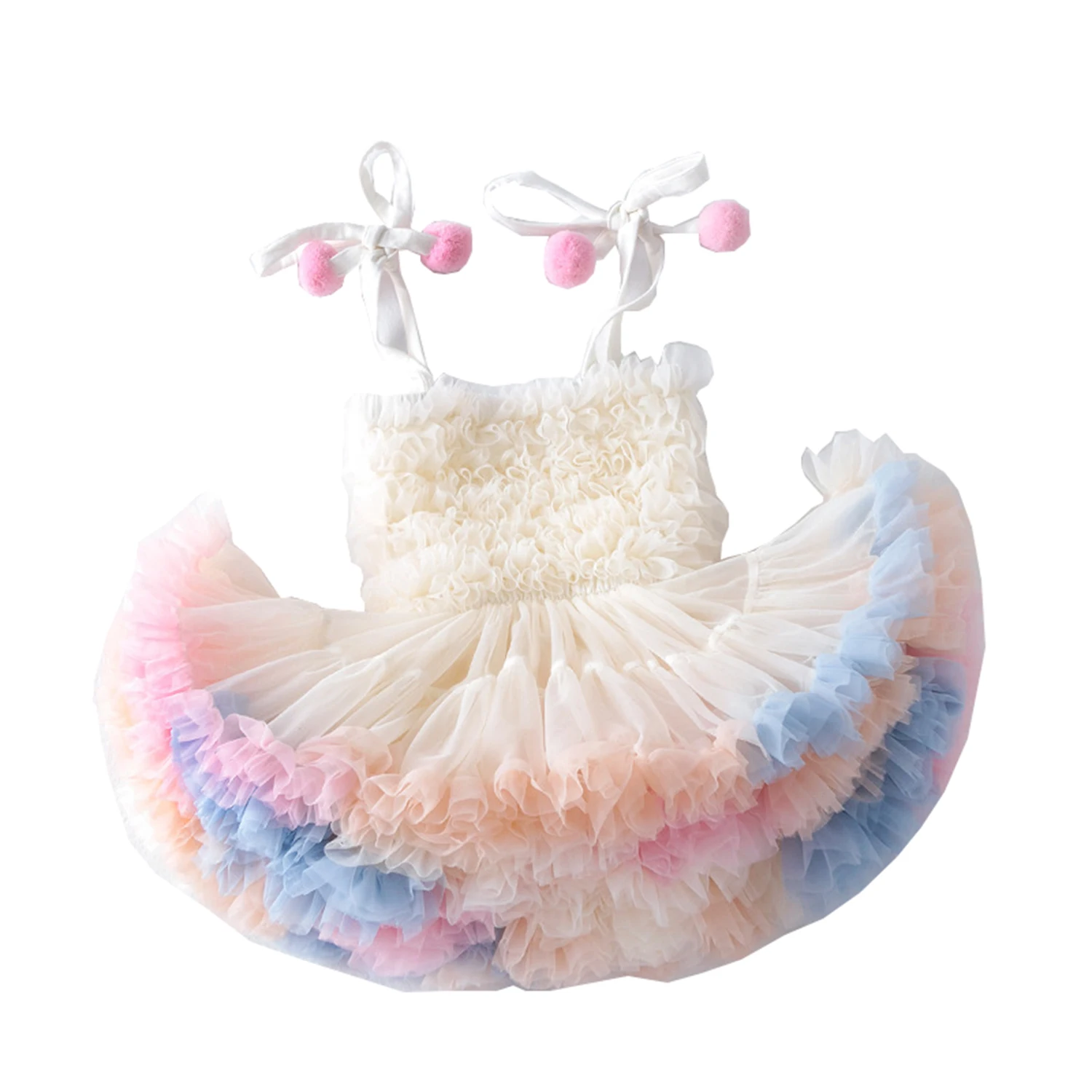 Baby Little Girls Spaghettia Straps Formal Flower Girl Birthday Party Dress Toddler Cupcake Tutu Dress