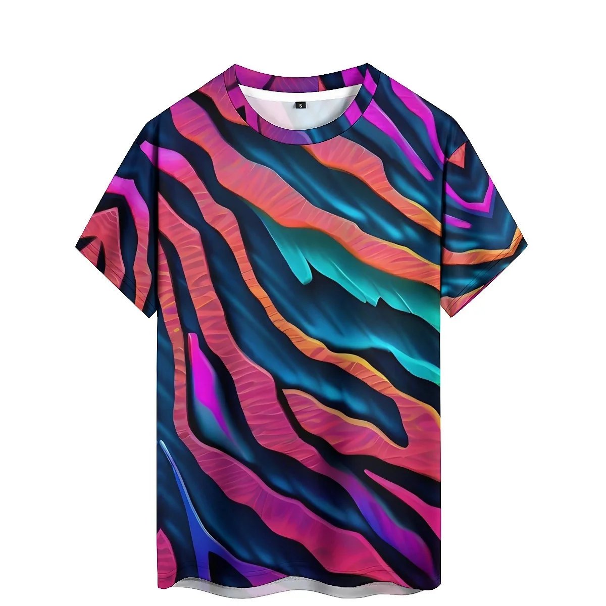 Roupa de férias com padrão colorido camiseta masculina de manga curta impressa em 3D – Top solto em 3D