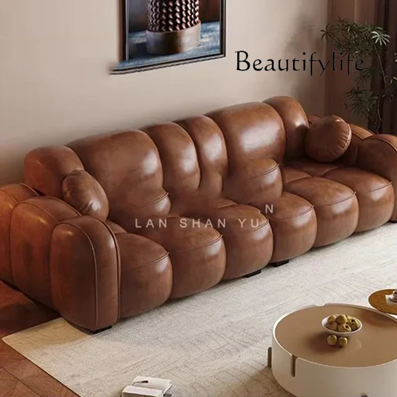 

SS Modern Minimalist Living Room Sofas Cloud Nordic Floor Leather Sofas Lounge Relaxing Filling Tumbonas Playa Trendy Furniture