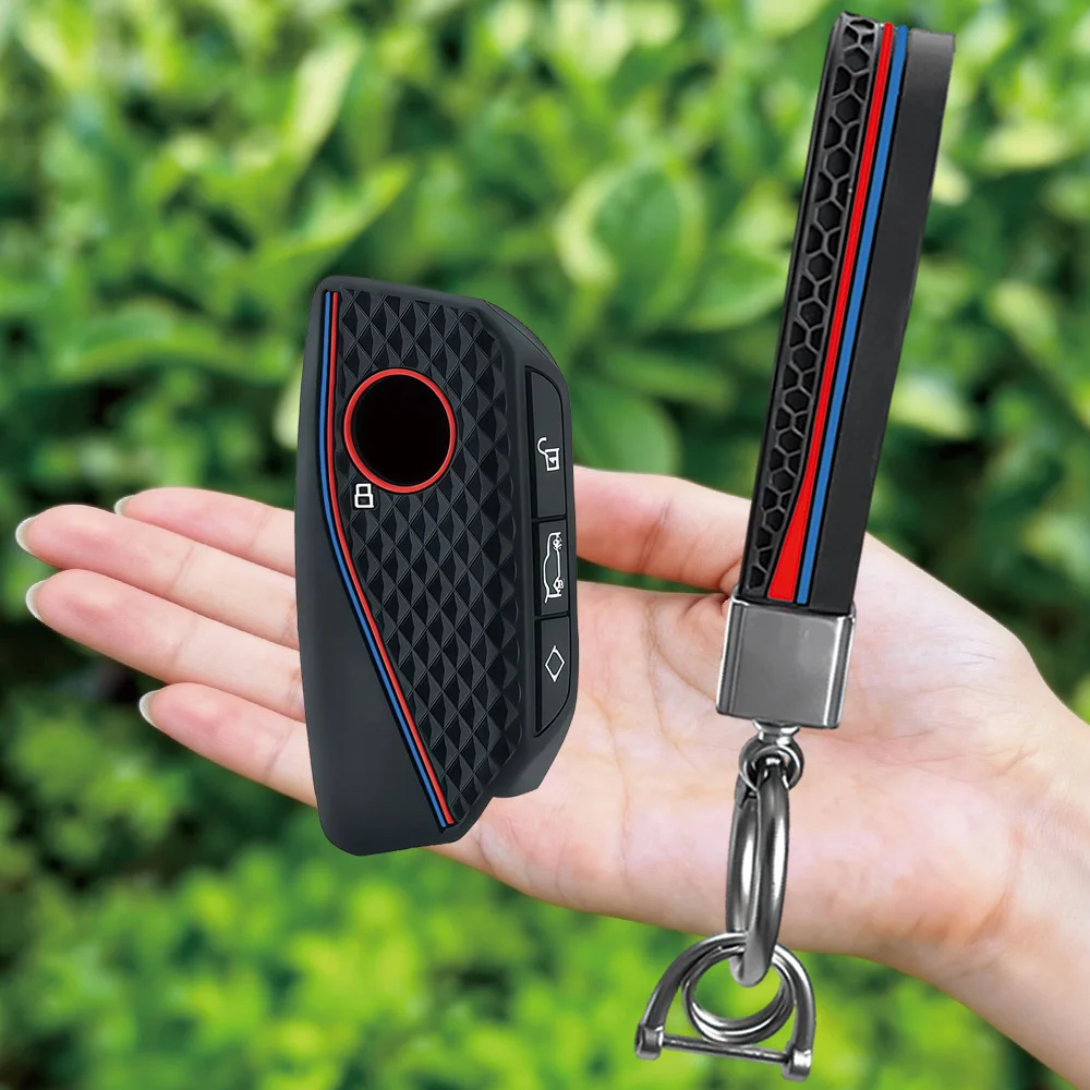 Silicone Car Key Fob Ring Chain Cover Case For BMW 530i 540i 550e 750e 740i 760i X1 X2 X5 X6 X7 M5 iX1 iX2 iX XM i5 i7 2024 2025