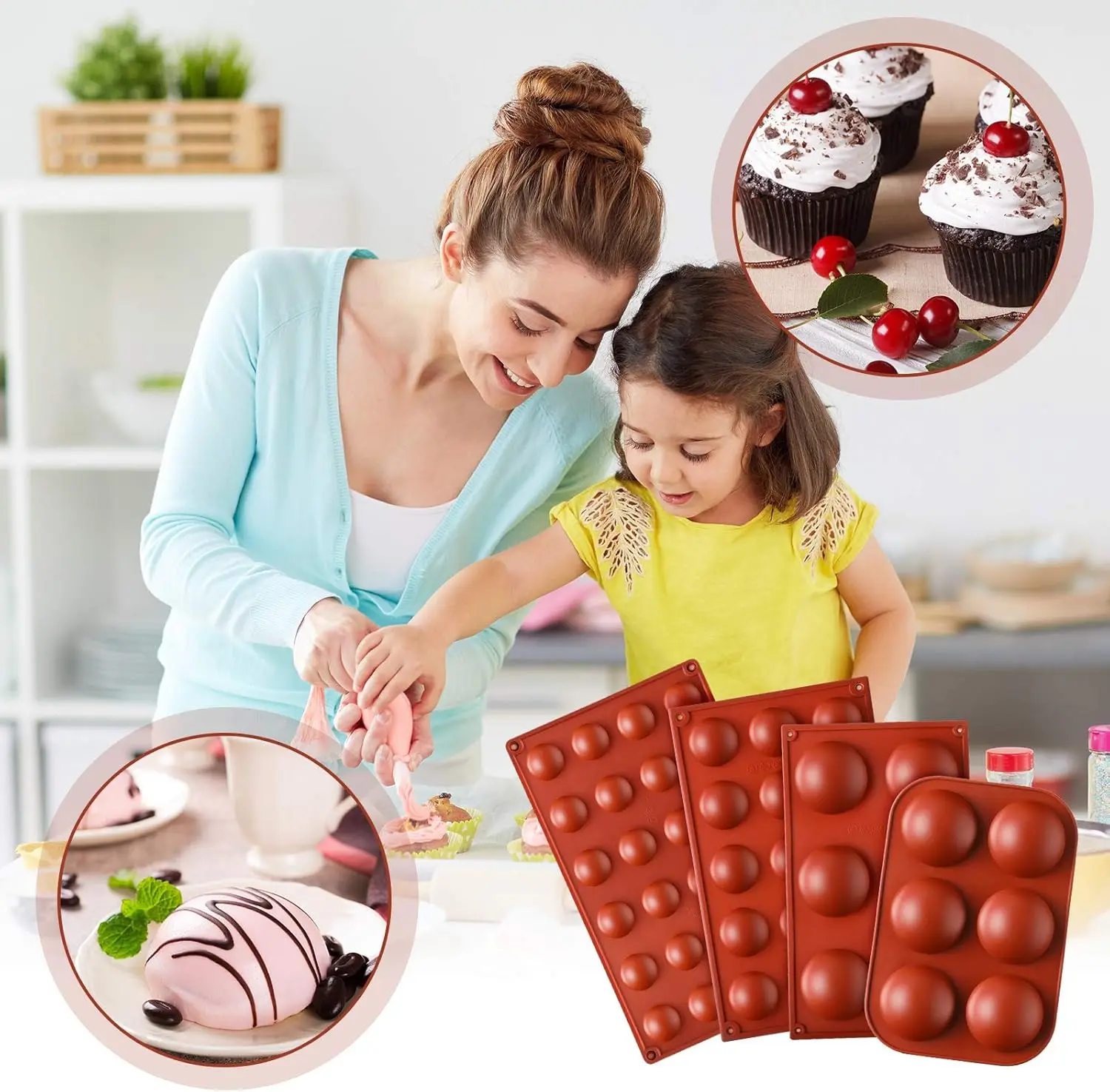 silicone chocolate mold Half Ball Sphere Molds For Baking Round Silicone Baking Mold Dessert Making Supplies Kitchen Accessorie