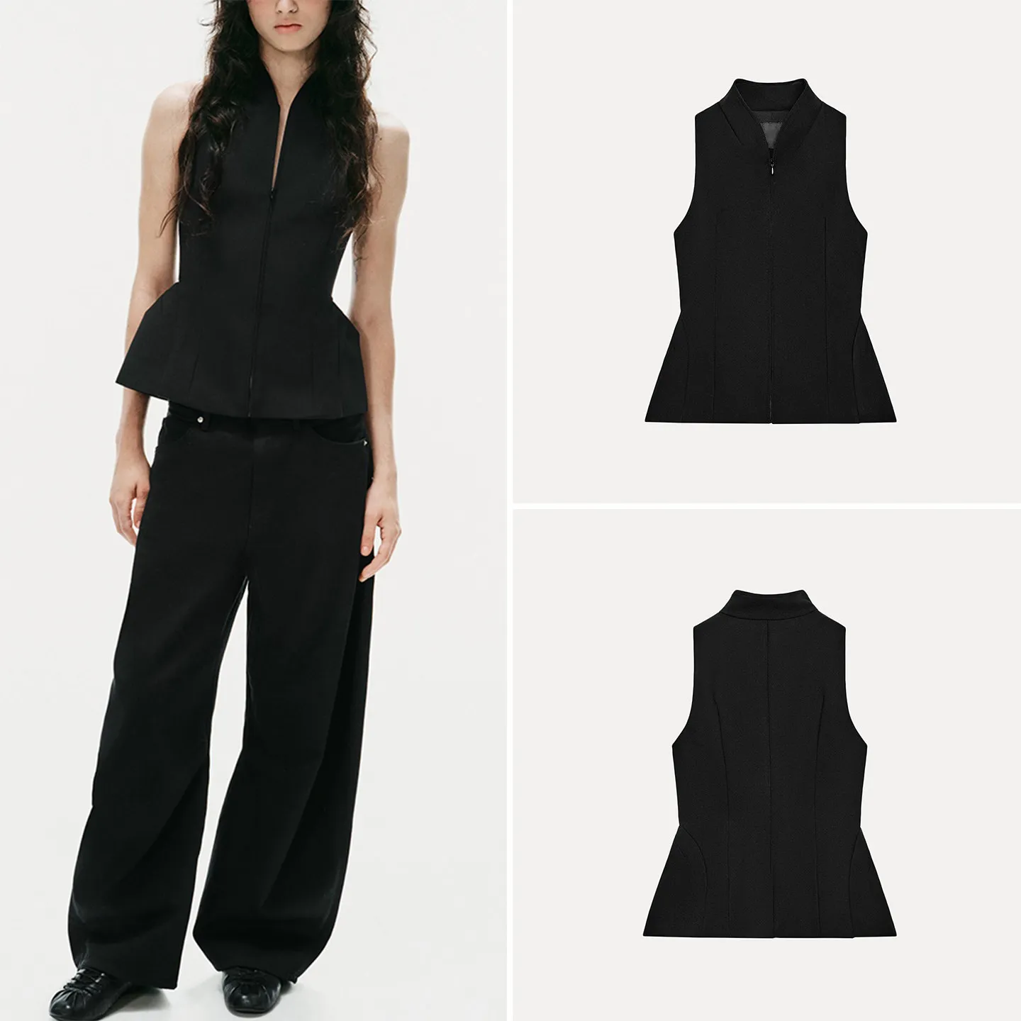 Fashionable Sleeveless V-Neck Slim Fit Vest Women's Autumn Wear 2026 New Style ZADATA Outerwear Regular Length Other Material