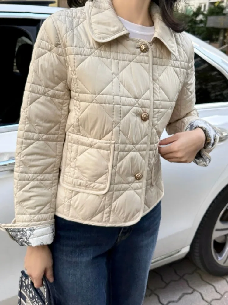 ملابس خارجية نسائية من Faionable ort Cotton Jaet ذات ياقة مرصعة بالألماس وزر واحد ومتعددة الاستخدامات للنساء