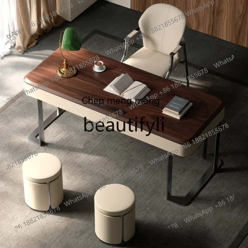 

N178 C Walnut desk all solid wood light luxury modern study home desk boss table