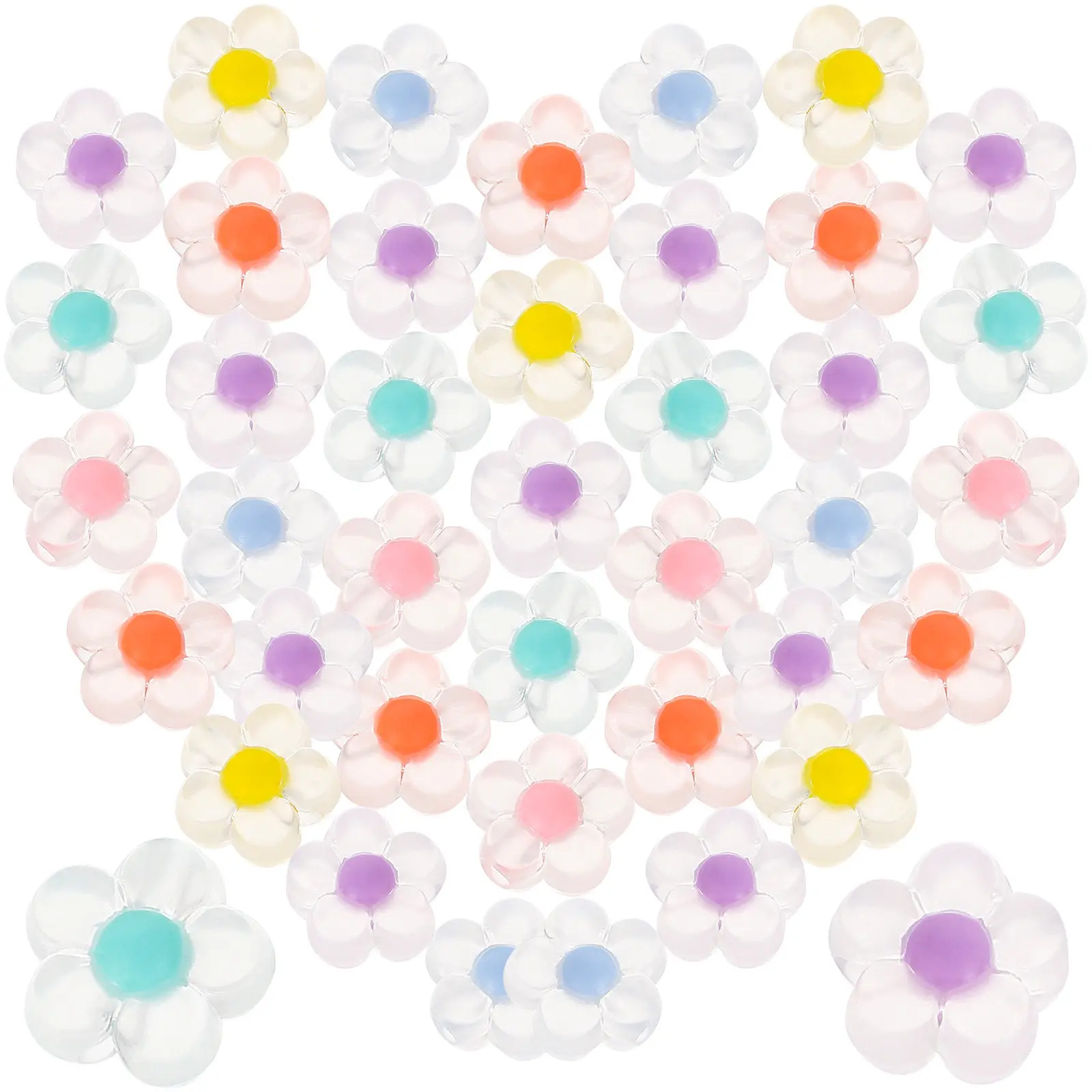 

200Pcs Acrylic Flower Beads Mixed Color Pre Drilled DIY Jewelry Making Beads for Bracelet Necklace Craft Accessories
