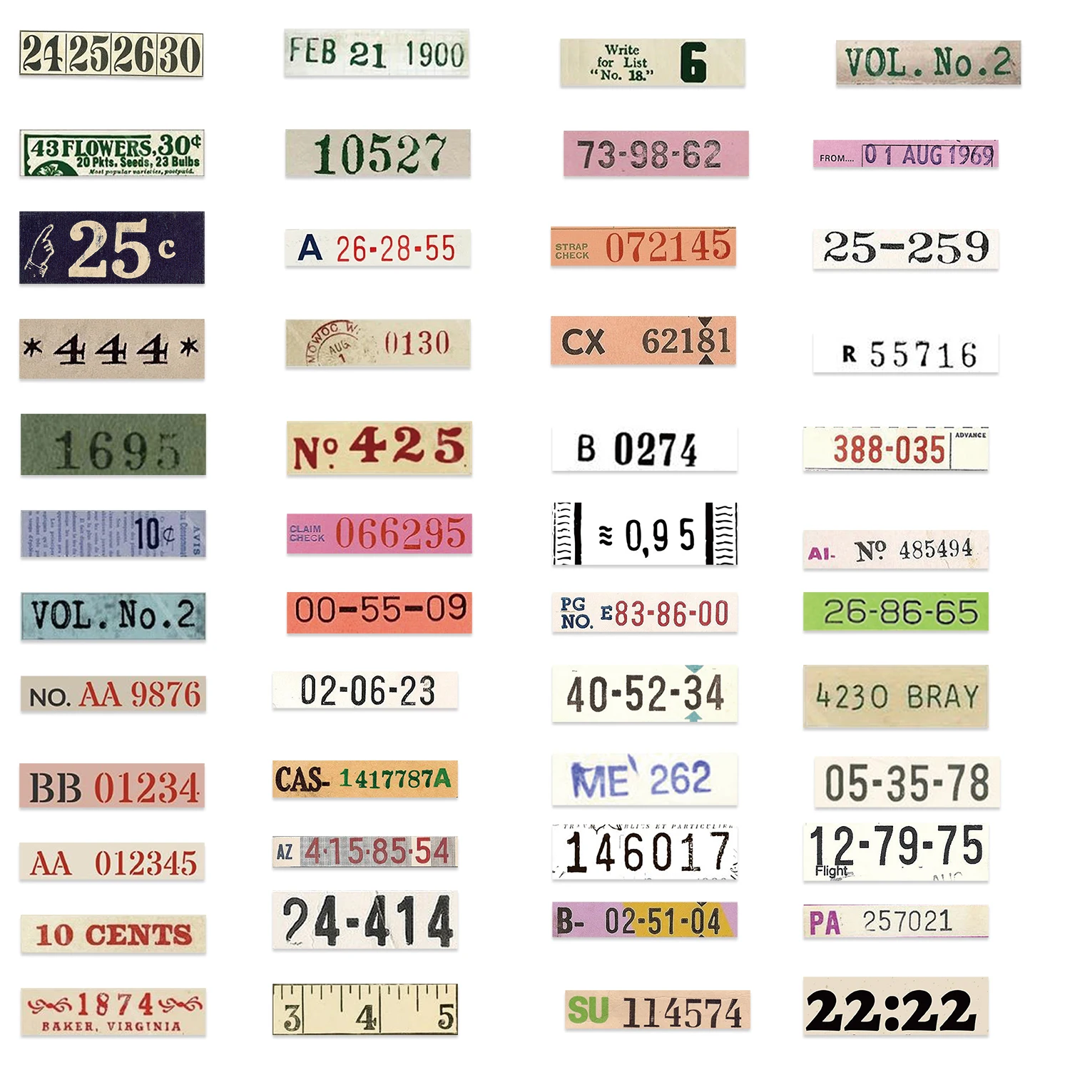 50Pcs Vintage Digital Stickers For Laptop Phone Case Skateboard Suitcase Waterproof Decals Number Sticker For Kids Gifts Toys
