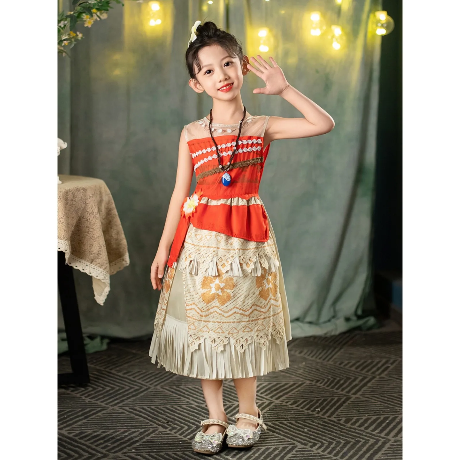 アナヒタ プリンス ドクター 女の子用 パフォーマンス ステージ衣装 モアナテーマ 3-9歳 子供服 春夏スカート