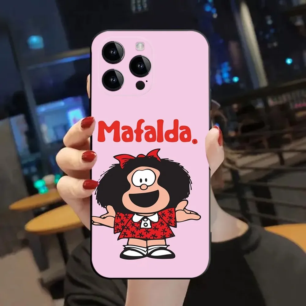 M-Mafalda  Phone Case For Apple iPhone 15,14,13,12,11,XS,XR,X,8,7,Pro,Max,Plus,mini Silicone Black Cover