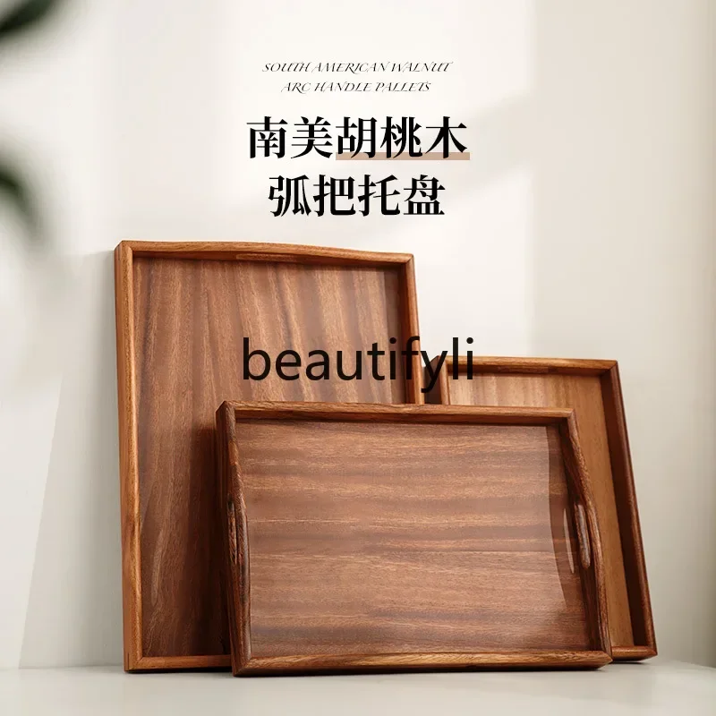 

S7486 ss Walnut tray New Chinese solid wood dining tray Tea set Tea cup High-grade rectangular wooden tea tray