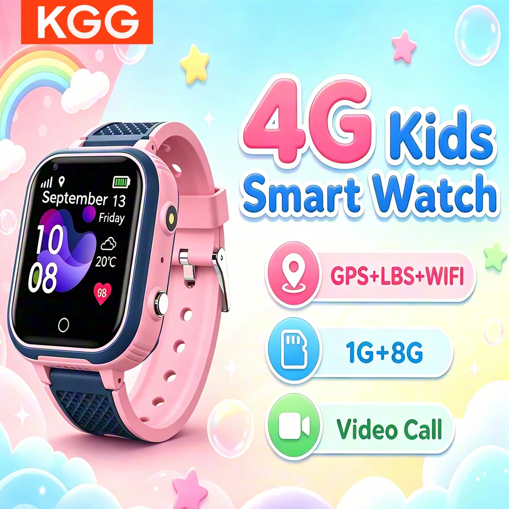 4G Kids Smart Watch GPS WiFi Positioning Video Call SOS Waterproof Camera Remote Location Tracker Watch Gift for Children 1+8GB