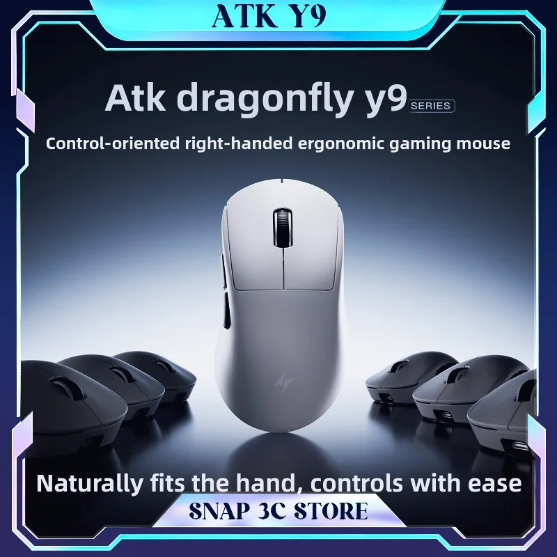 ATK Dragonfly Y9 Wireless Gaming Mouse Right-Handed Ergonomic Dual 8K Polling Rate Low Latency Esports Mice for Valorant PC