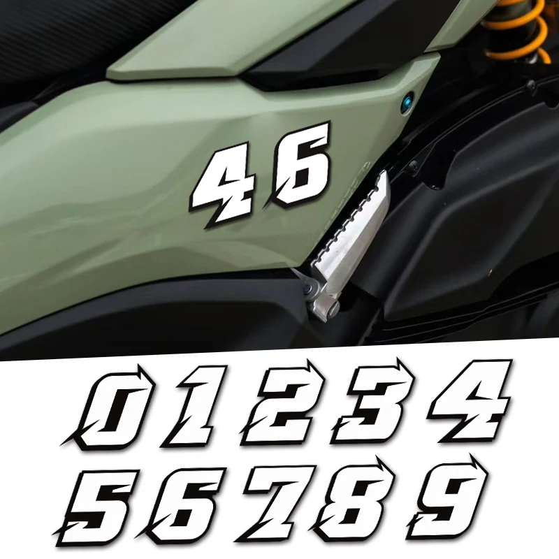 JDM Style 0123456789 Numbers DIY Racing Driver Number Waterproof Motorcycle Stickers for Yamaha Kawasaki SUZUKI KTM BMW Vespa