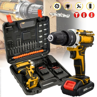 25+3 Torque Electric Impact Screwdriver Multifunctional Setting 2 Gear Speed Cordless Drill Electric Screwdriver with 2Batteries