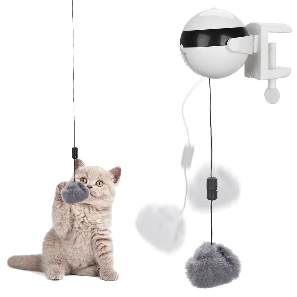 Pet Supply Electric Automatic Lifting Plush Ball Teaser Toys Puzzle Smart Pet Cat Ball Interactive Cat Toy