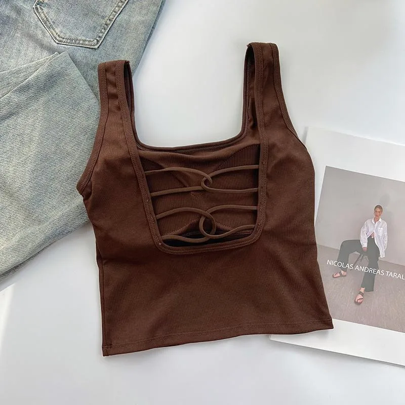 New Adult Padded Chest Wireless Tank Top Women Slim-fit Beautiful Back Innerwear Girls Outerwear Sexy Innerwear Women Tank Top