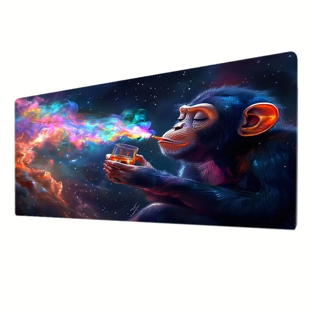 Anti-slip game table mat and mouse pad, featuring psychedelic blue monkey and starry sky designs teclado mecânico