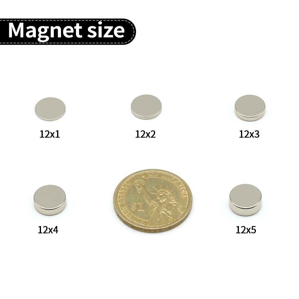 Super Strong Neodymium Magnet N35 NdfeB Permanent Magnetic imanes Round Powerful Magnets Refrigerator 12x1 12x2 12x3 12x5mm