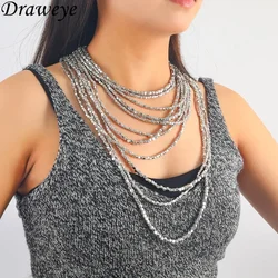 Draweye Multilayered Beads Necklaces for Women Hyperbole Vintage Fashion Jewelry Bohemia Elegant Collares Para Mujer