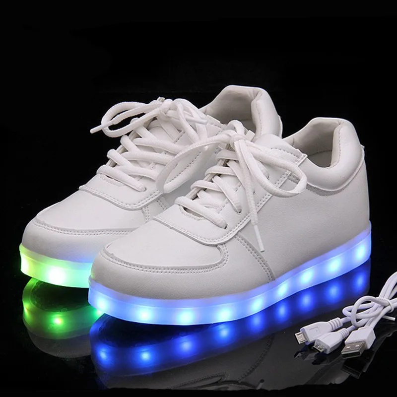 Comemore 2022 Adult Unisex Womens Mens Kid Luminous Sneakers Glowing USB Charge Boys LED Colorful Light-up Shoes Girls Footwear