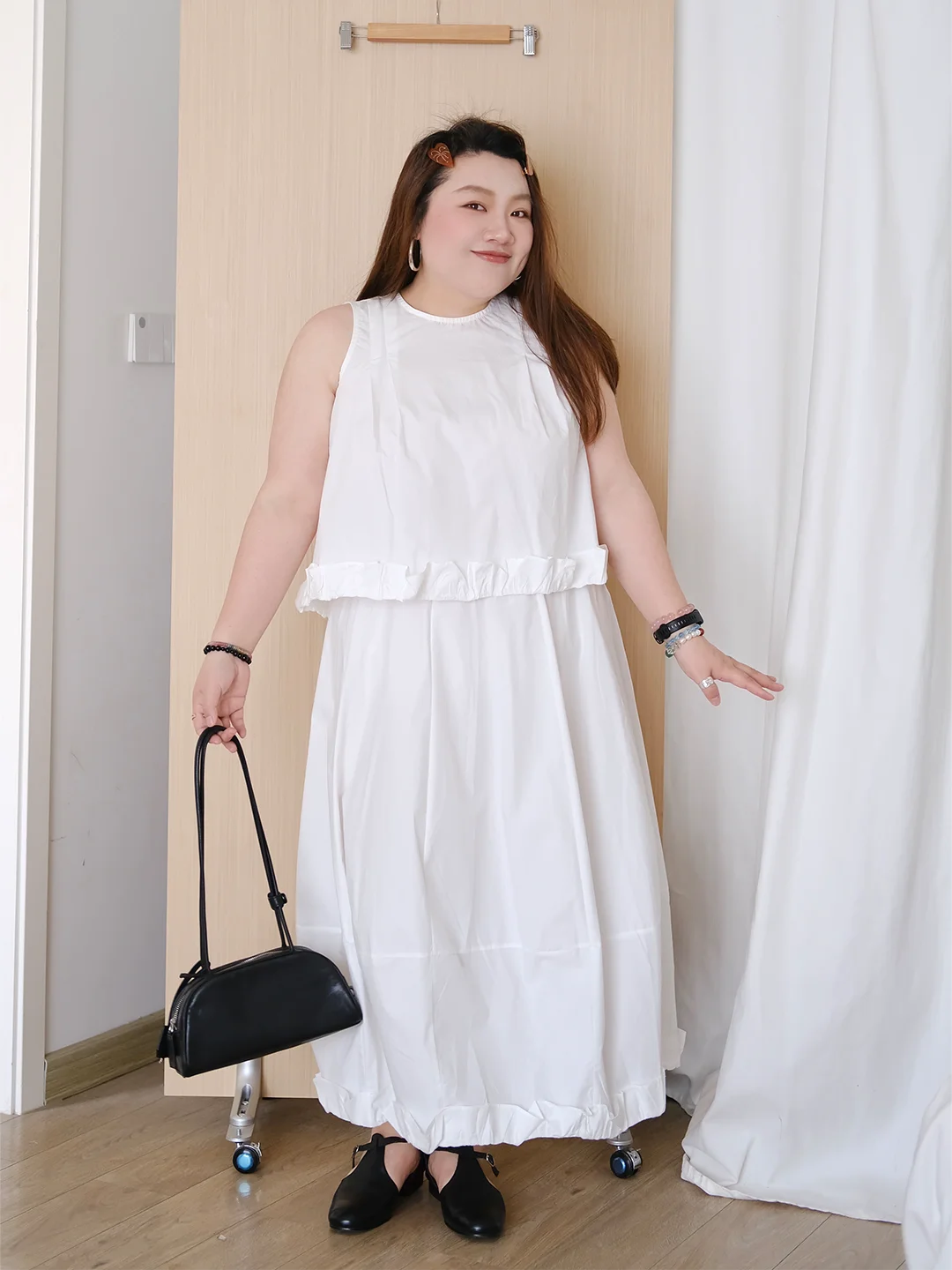 

Корейский летний повседневный комплект из двух предметов: топ с рюшами и юбка А-силуэта с высокой талией, свободный крой, хлопок, модный дизайн