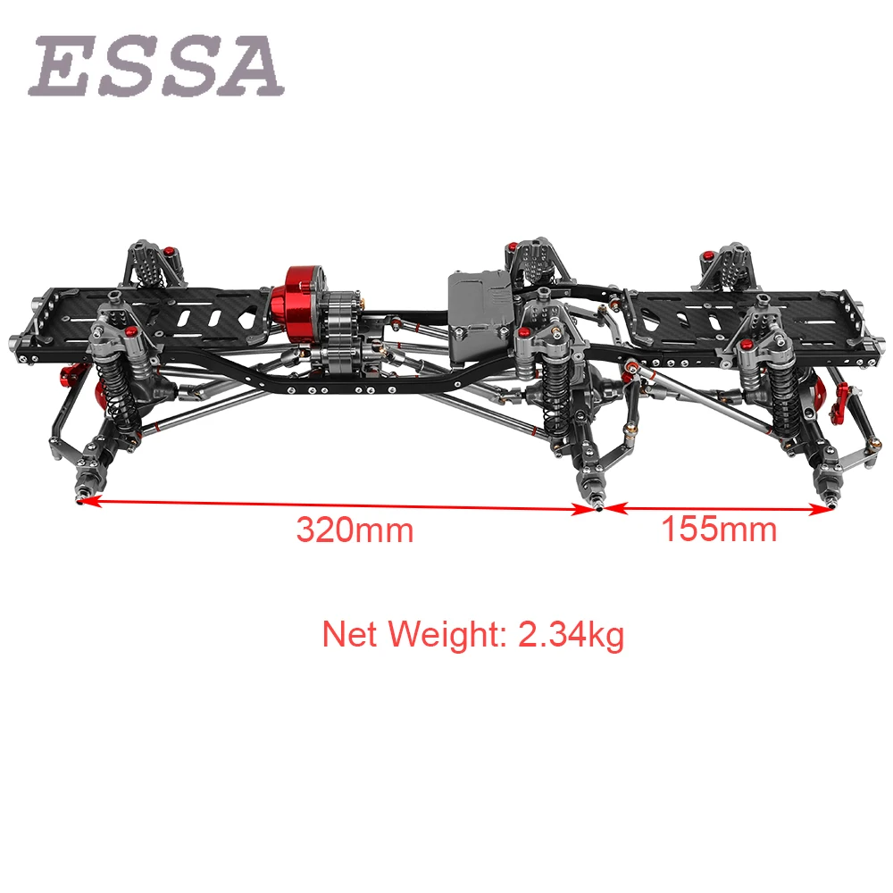 Metal Upgraded RC Car Chassis Empty Frame with 3 Steering Axles Gearbox Body Links 6x6 DIY for SCX10 1/10 RC Crawler Car Parts
