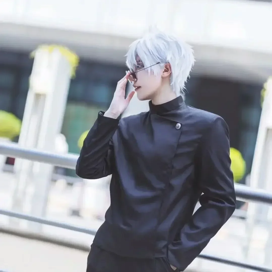 Jujutsu Kaisen Anime Cosplay Óculos, Gojo Satoru Prop, Armação De Metal, Óculos De Sol, Acessórios De Presente, Peruca