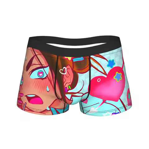 Men Alien Stage Anime Long Underwear Funny Boxer Briefs Shorts Panties Male Polyester Underpants Plus Size