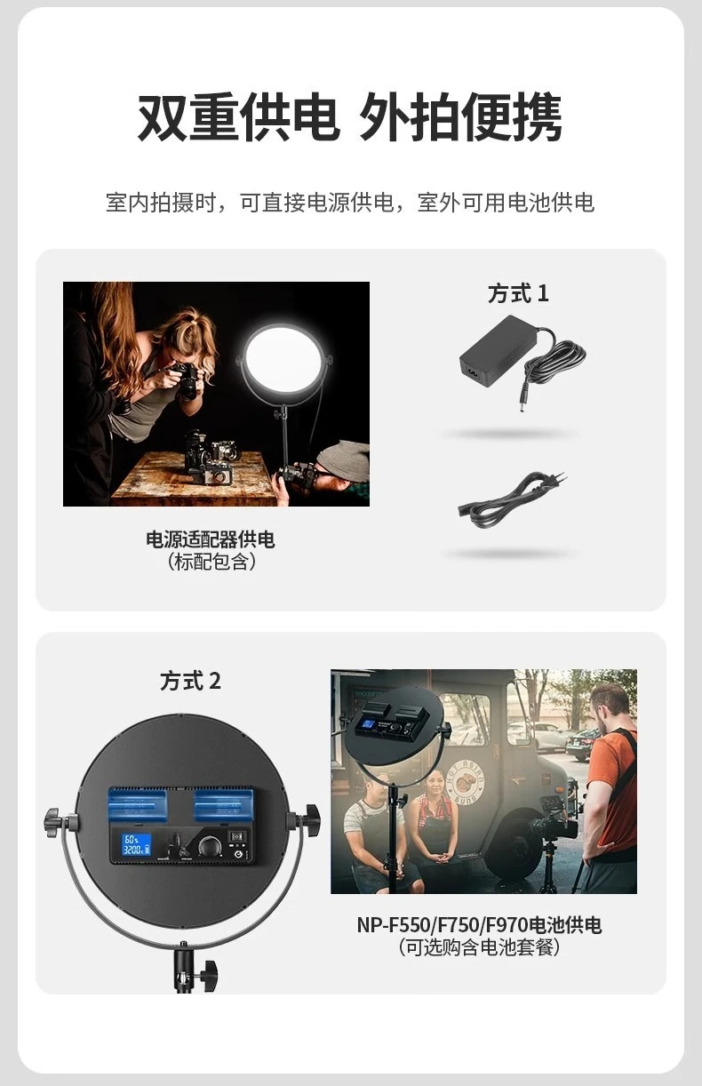 Lumière de panneau rond, lumière de remplissage de photographie LED sans ombre plein écran, lumière d'écran plat