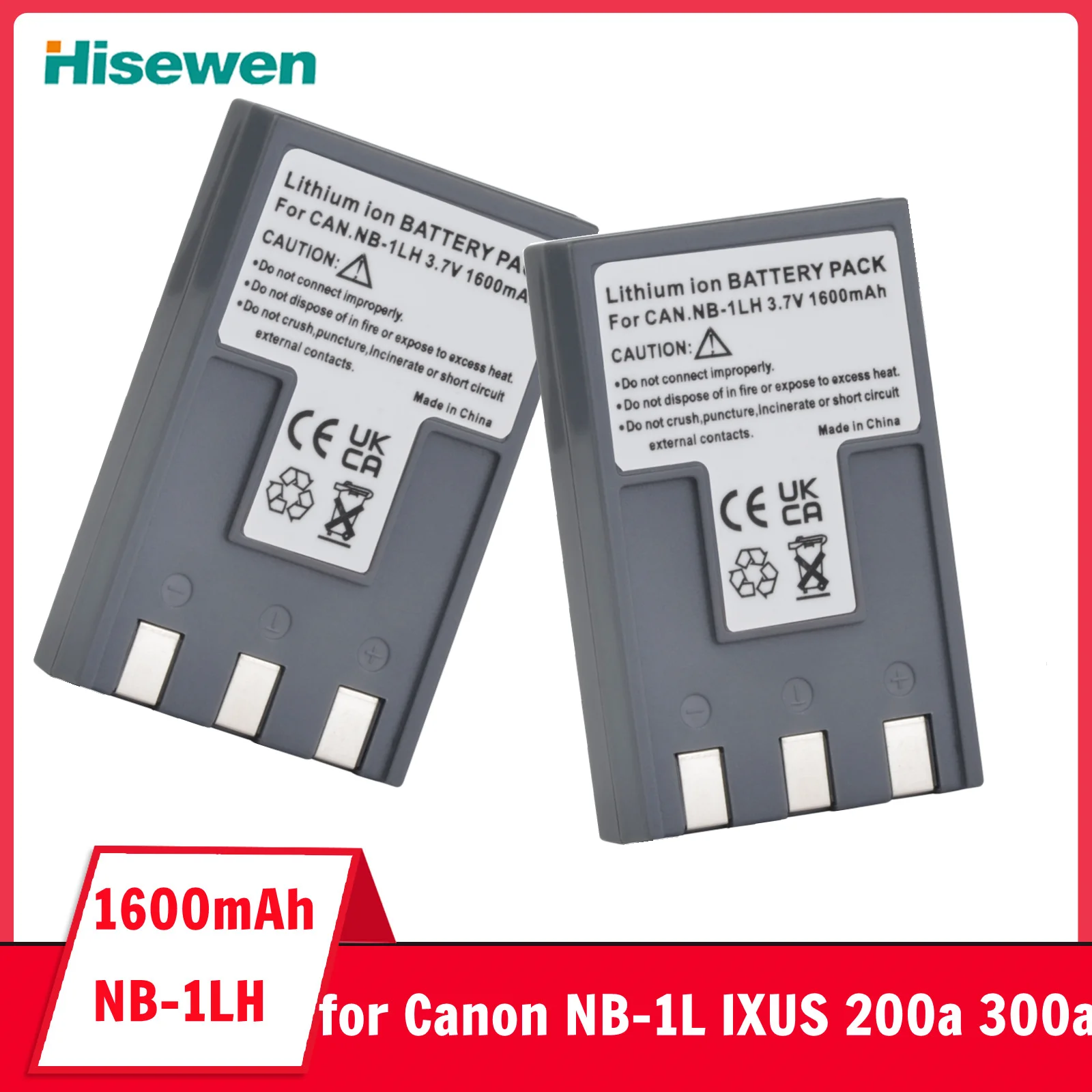 1600mAh NB-1L NB-1LH Battery for Canon IXUS 200a 300 300a 320 330 400 430 500 v2 v3 IXY 200 450 S200 S230 S330 PowerShot 100