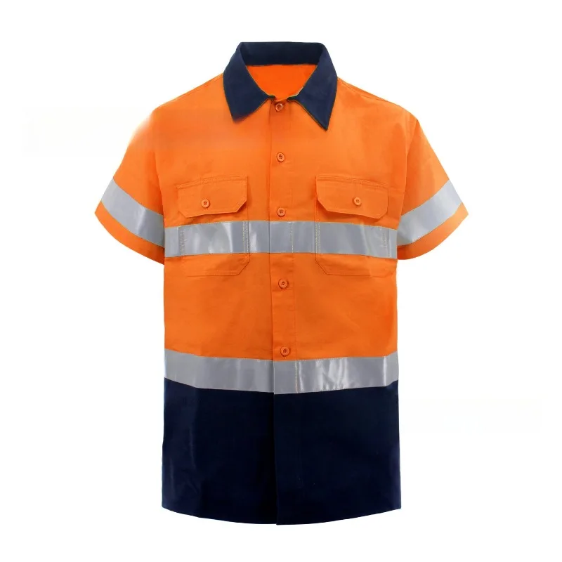 Auto repairman short-sleeved reflective strip overalls shirt men's construction site greening sanitation worker labor insurance