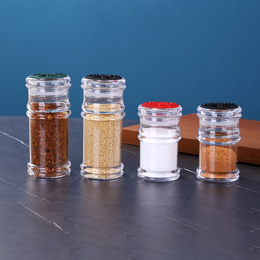 4Pcs Premium Food-Grade Seasoning Bottles Transparent Salt and Pepper Shakers Kitchen Condiment Jars Reusable Easy-Clean