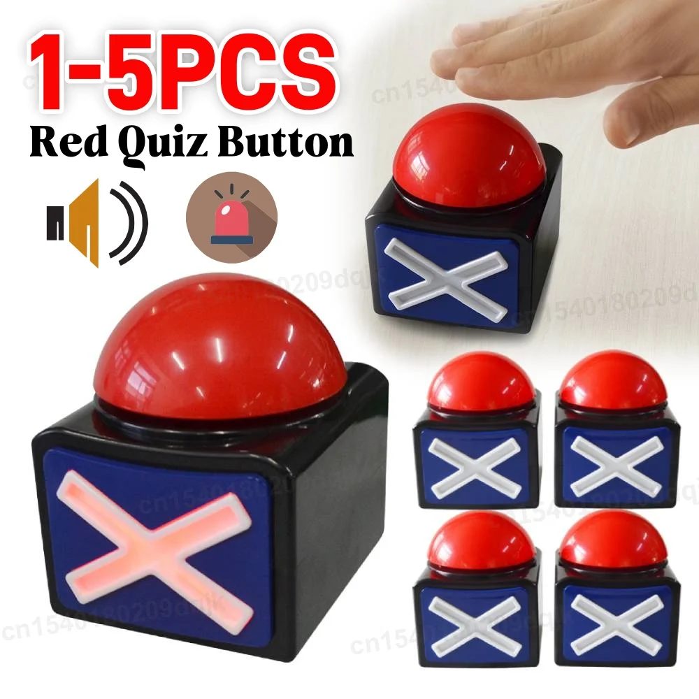 1-5X Red Contest Answer Button with Sound and Light Trivia Quiz Got Talent Buzzer Response Buzzers for Contest/Game Show/ Party