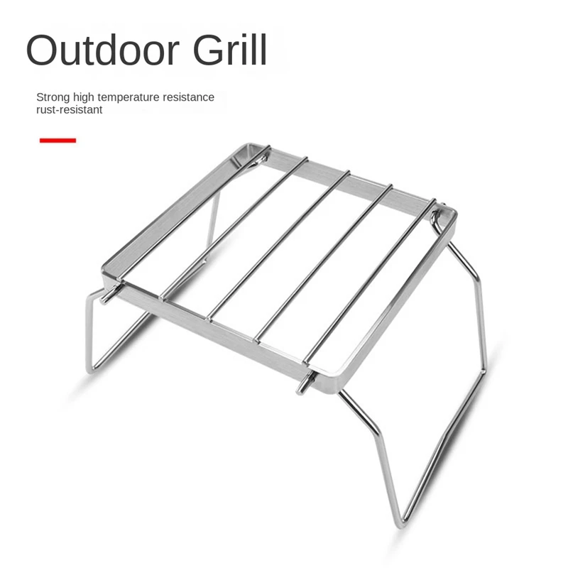 Multifunctional Folding Campfire Grill Portable Stainless Steel Camping Grill Grate Gas Stove Stand Wood Stove Stand