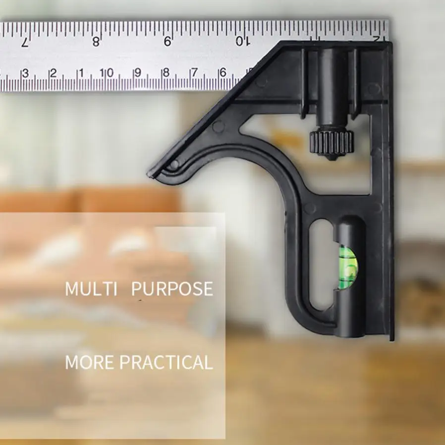 Combination Angle Ruler Woodworking with Level 305mm Adjustable Protractor Square Ruler Right Angle 90 Carpenter Measuring Tool