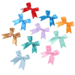 (50 Pcs/pack) 85*85mm Fresh Pink Ribbon Bows Small Size Satin Ribbon Bow Flower Craft Decoration Handwork DIY Party Decoration
