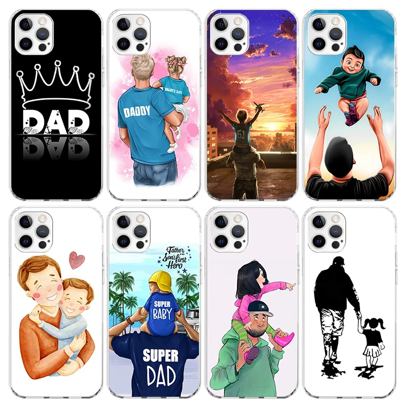 Dad And Baby Girl Boy Phone Case For Apple iPhone 11 13 14 15 16 12 Pro Max SE X XR XS 7 8 Plus Pattern Soft TPU Back Cover 11 1