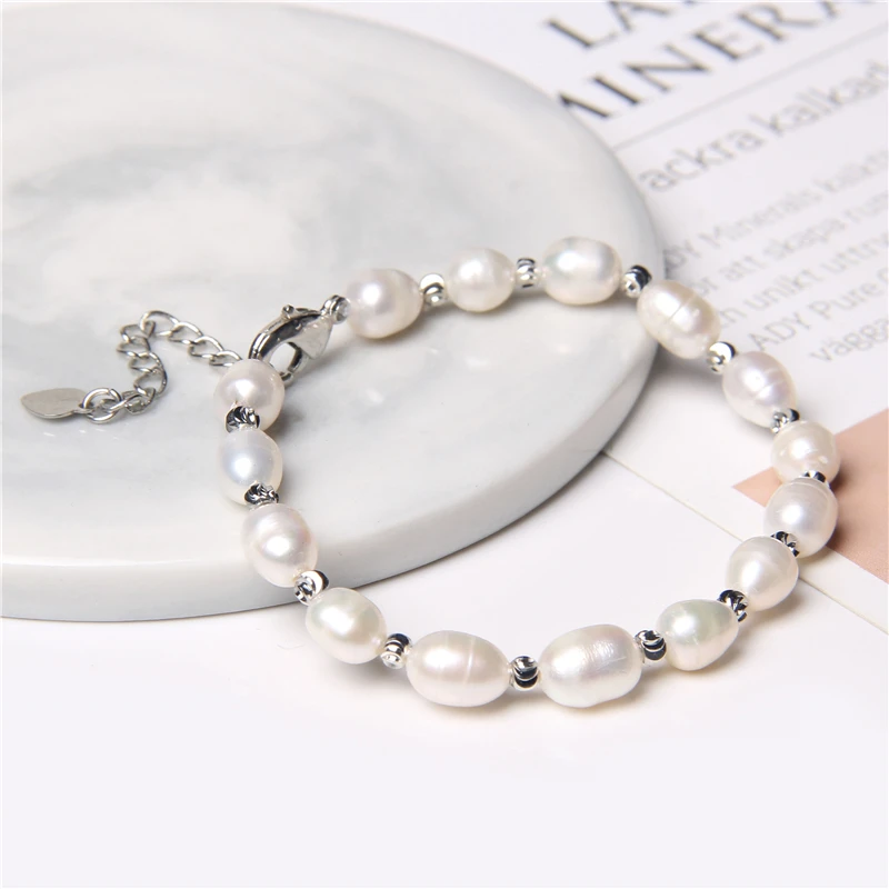 Baroque White Pearl Chain Bracelet Hot Sale Natural Freshwater Pearl Bracelet Elegant Classic Jewelry Gift For Women Girlfriend