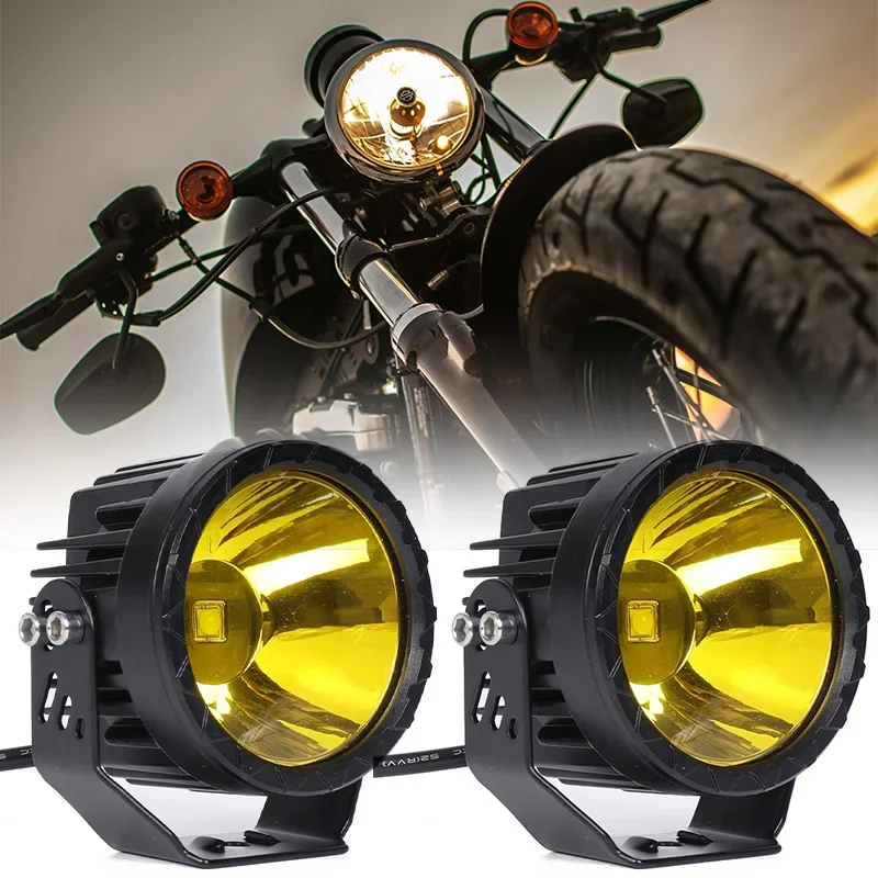 Motorcycle Round Spot Light LED Fog Lights Spotlight Auxiliary Driving Lamp Accessories Universal Moto Headlight For Off-road