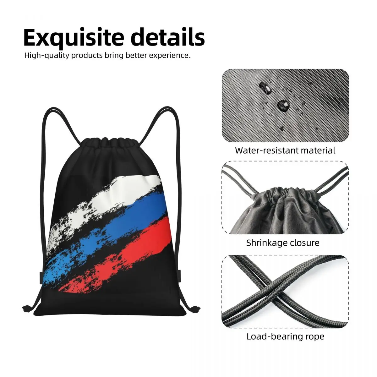 Russia Flag Russian Pride zaino con coulisse borsa da palestra sportiva per donna uomo Training Sackpack