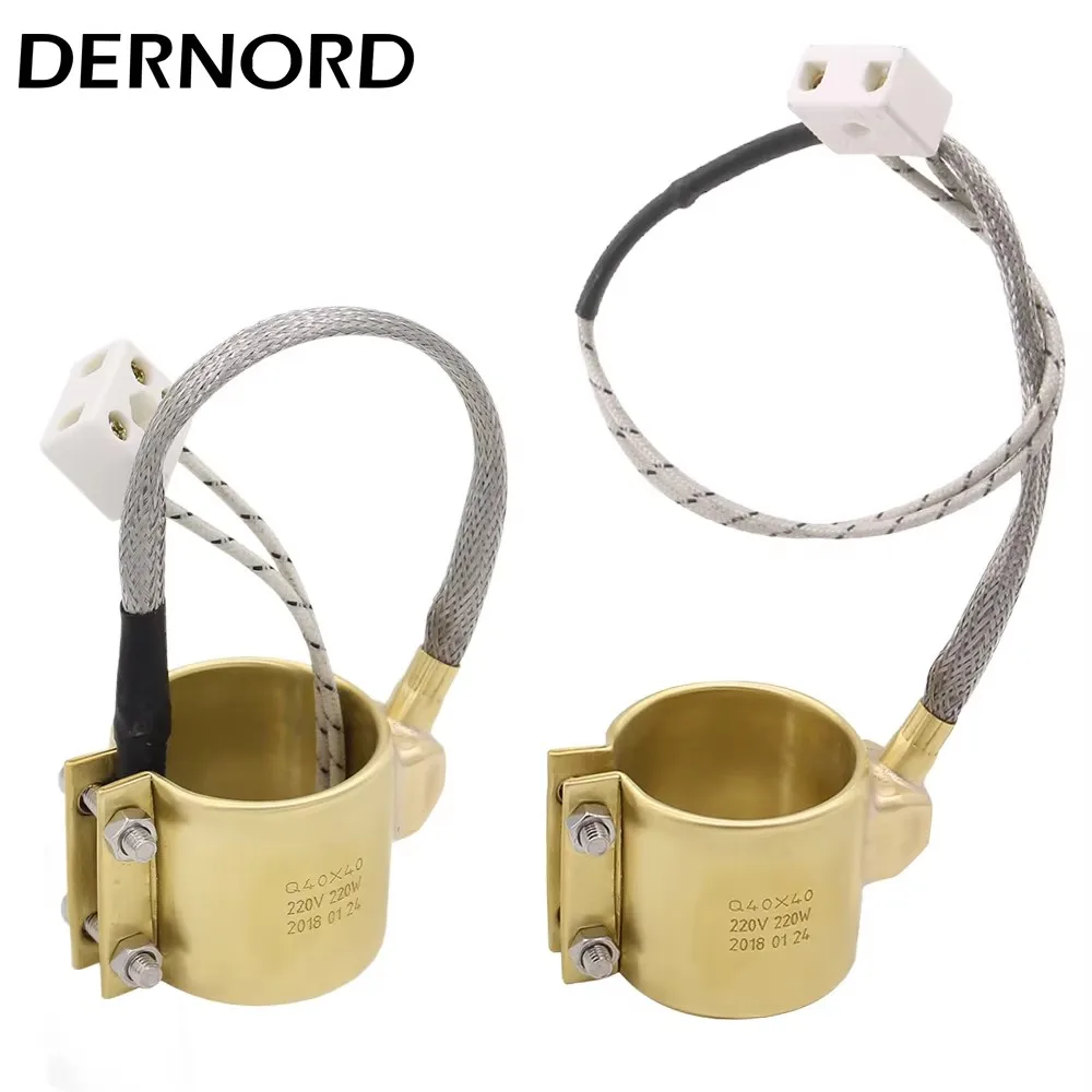 DERNORD 2PCS Elektrische Koperen Vat Messing Band Heater voor Extruder 220V Injectie Ring Verwarmingselement 35X35/40X30/40X40/50X30
