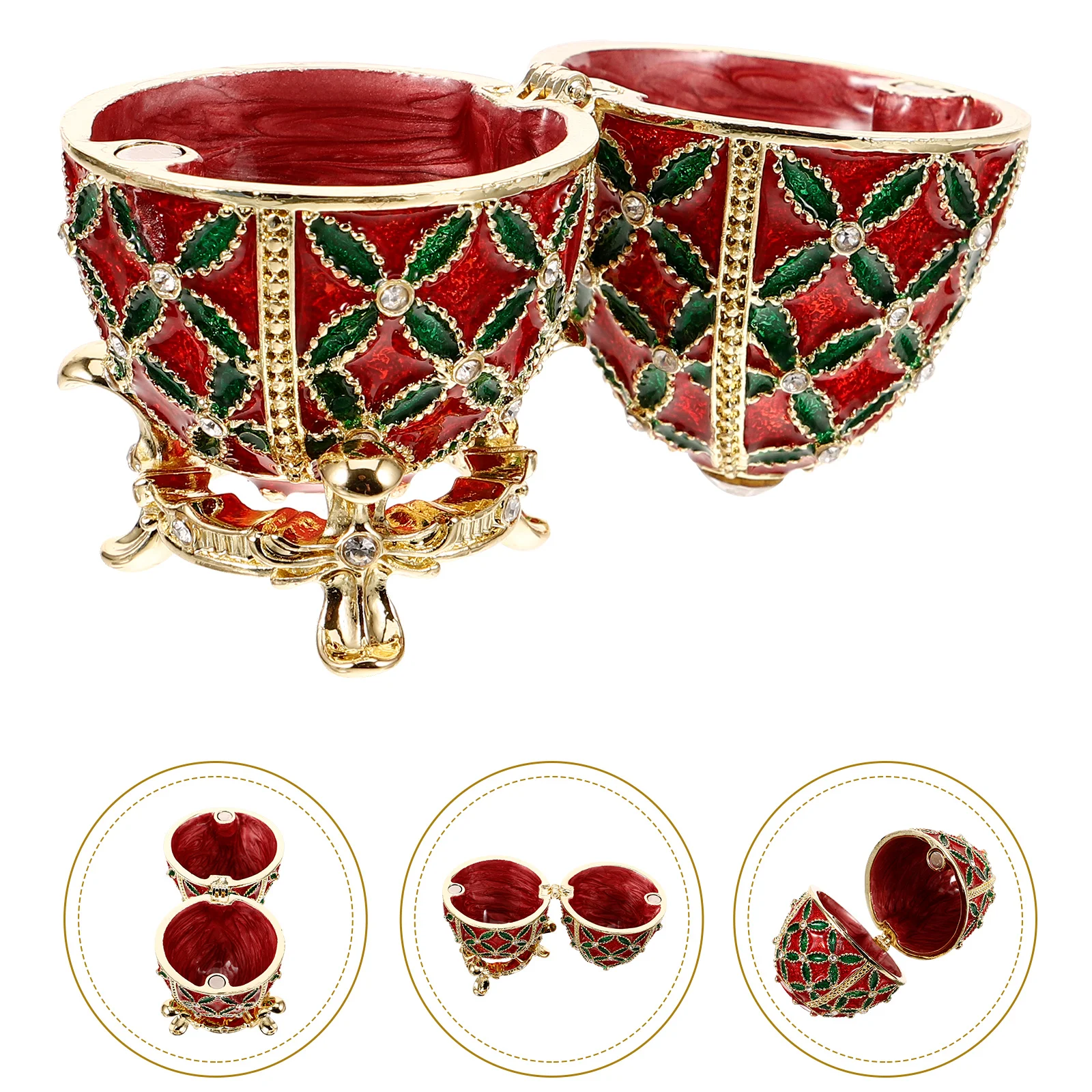 

Egg Storage Box Boxes Trinket Case Decorate Geometry Jewelry Organizer Imitation Rhinestone Holder Small Container