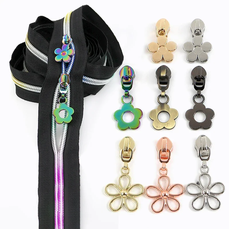 

10/20Pcs 5# Flower Nylon Zippers Slider Handbags Purse Closure Zipper Puller Garment Shoes Replace Zips Repair Kits Accessories