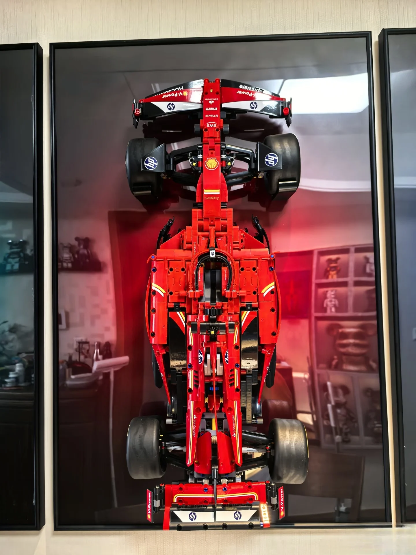 Wall Mount Display for LEGO 42207 Ferrari SF-24 F1 42171 Mercedes-AMG F1 W14 E 42206 Red Bull Racing RB20 F1--Display Wall only view 6